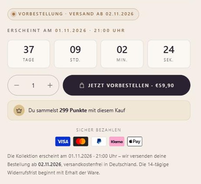 Points notice right below the buy button